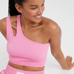 Aerie Pink One-Shoulder Sports Bra